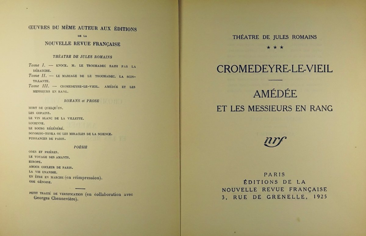 ROMAINS (Jules) - Cromedeyre-le-Vieil. Amédée et les messieurs en rang. Gallimard, 1926. -photo-2