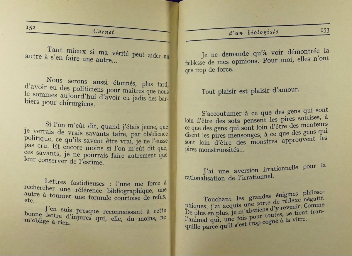 Rostand (jean) - Notebook Of A Biologist. Stock, 1959. Sent By The Author.-photo-6