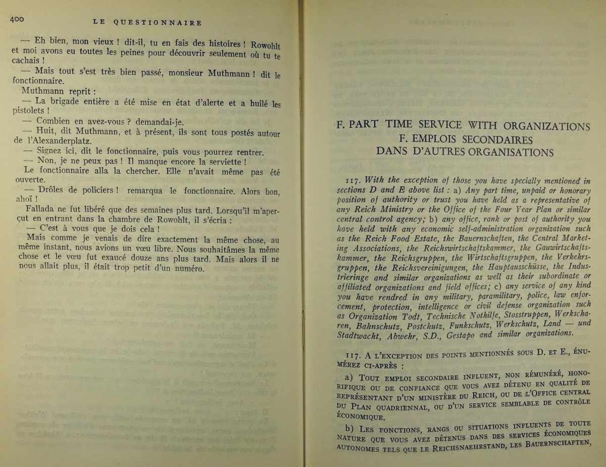 Salomon (ernst Von) - The Questionnaire. Gallimard, 1953. Original Edition In French.-photo-8