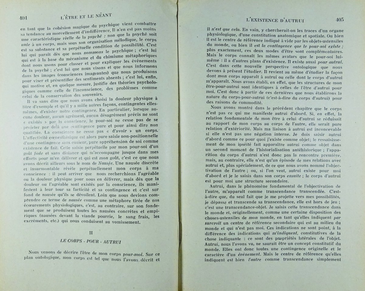 Sartre - Being And Nothingness. Phenomenological Ontology Essay. Gallimard, 1943. 2nd Edition.-photo-4