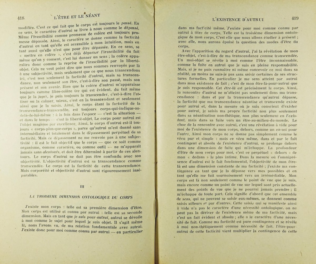 Sartre - Being And Nothingness. Phenomenological Ontology Essay. Gallimard, 1943. 2nd Edition.-photo-5
