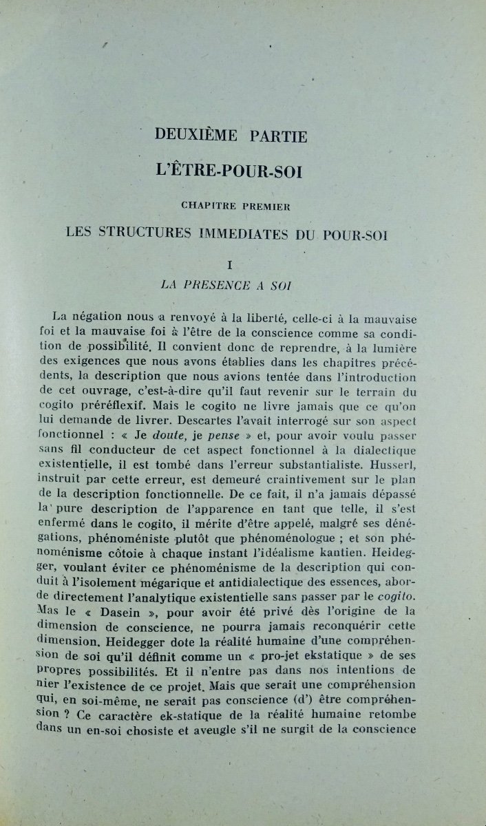Sartre - Being And Nothingness. Phenomenological Ontology Essay. Gallimard, 1943. 2nd Edition.-photo-6