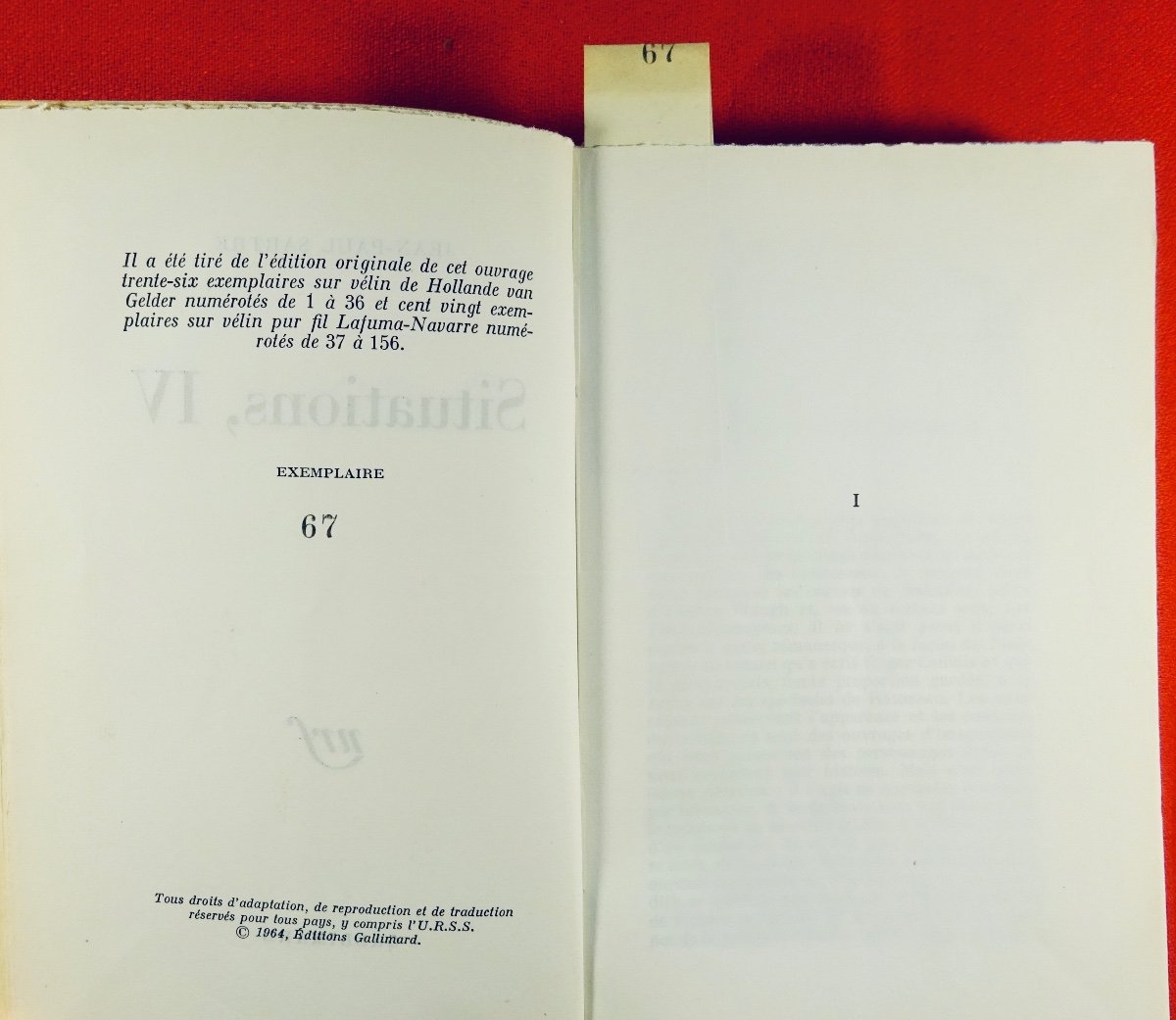 Sartre (jean-paul) - Situations, Iv. Portraits. Gallimard, 1964. First Edition.-photo-3