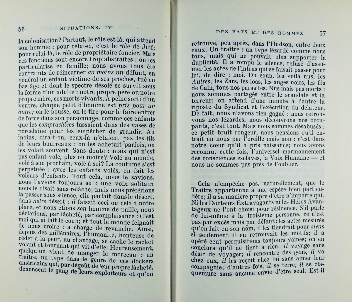 Sartre (jean-paul) - Situations, Iv. Portraits. Gallimard, 1964. First Edition.-photo-1