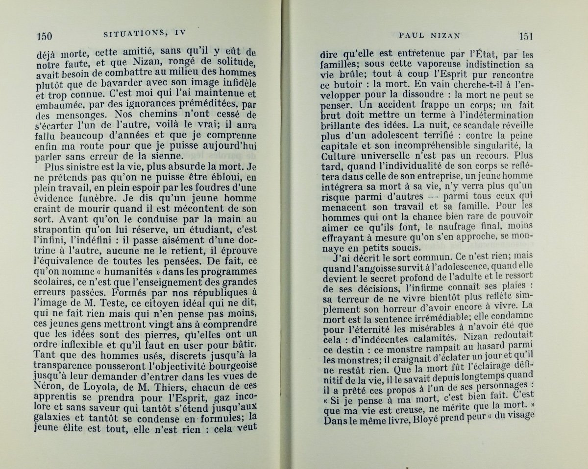 Sartre (jean-paul) - Situations, Iv. Portraits. Gallimard, 1964. First Edition.-photo-2
