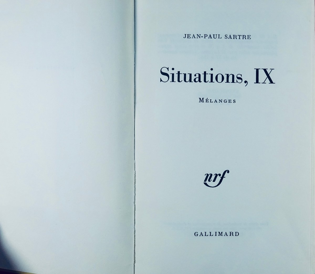 SARTRE (Jean-Paul) - Situations, IX. Mélanges. Gallimard, 1972, édition originale.-photo-2