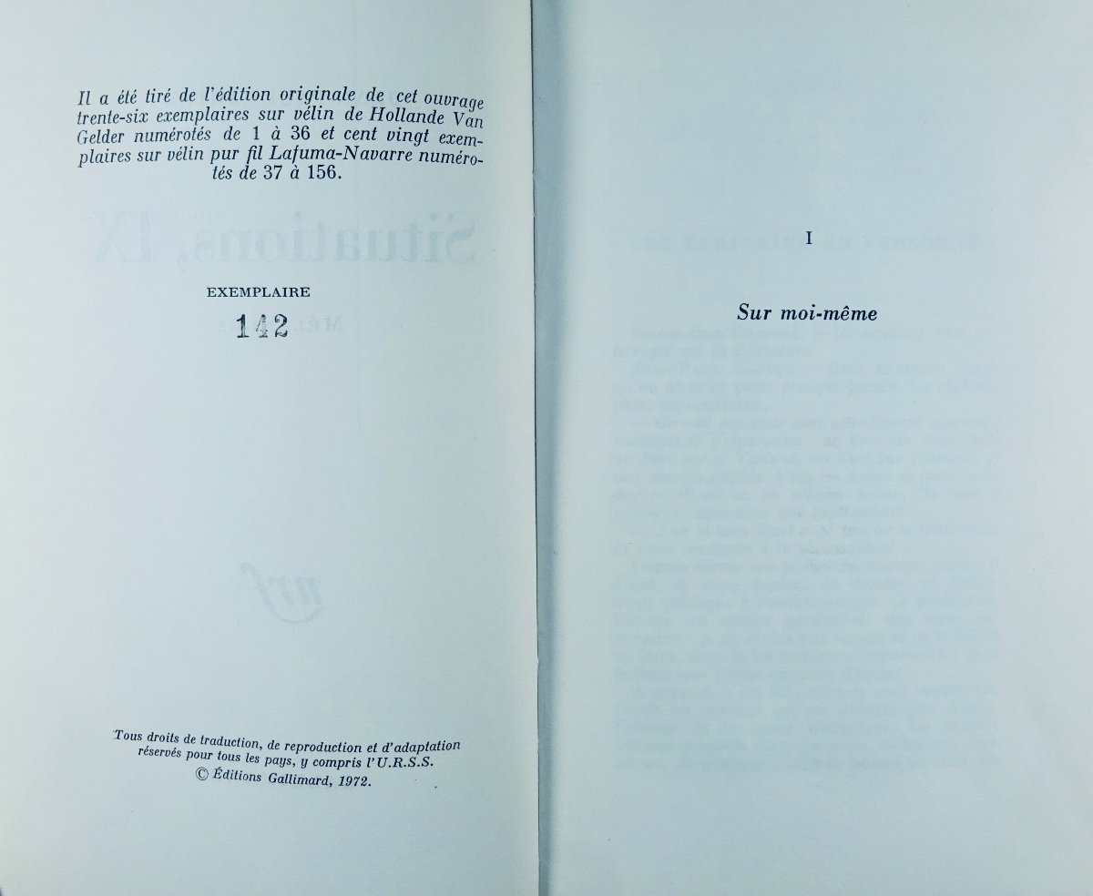 SARTRE (Jean-Paul) - Situations, IX. Mélanges. Gallimard, 1972, édition originale.-photo-3