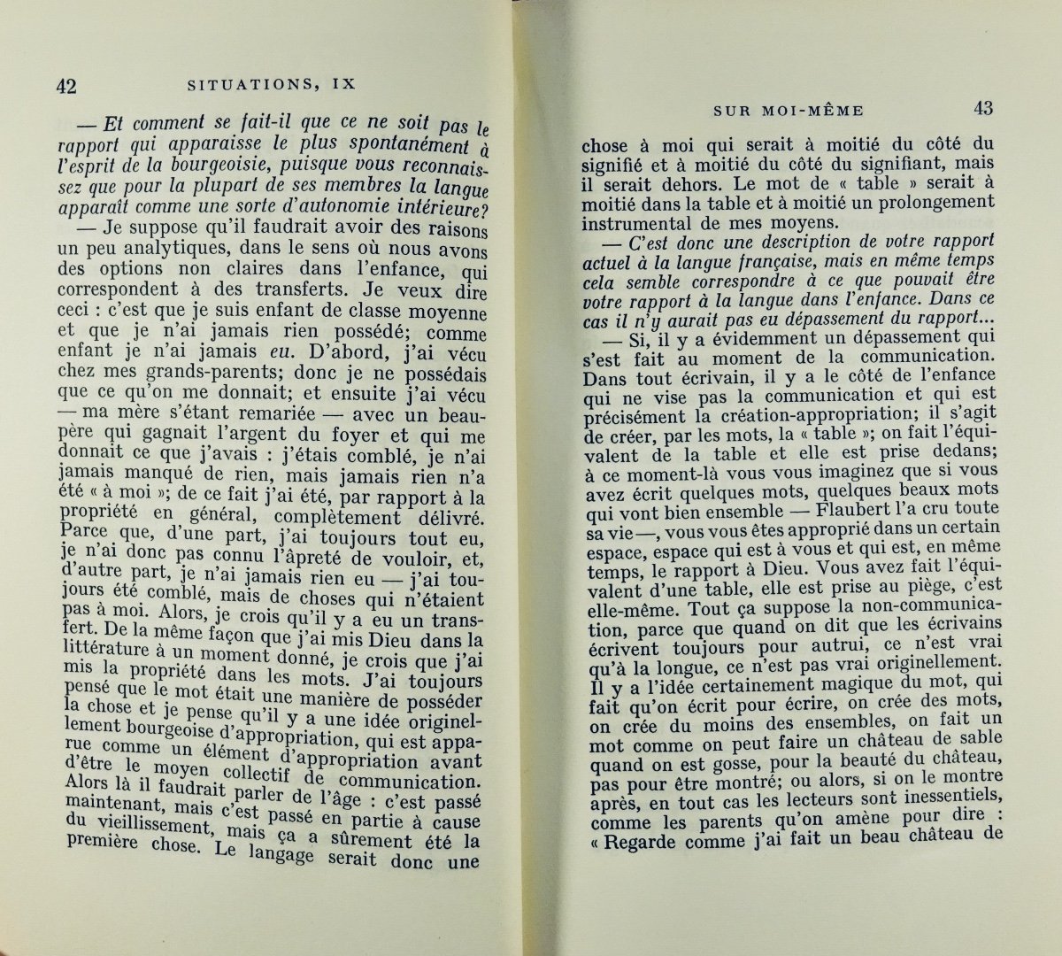 SARTRE (Jean-Paul) - Situations, IX. Mélanges. Gallimard, 1972, édition originale.-photo-1