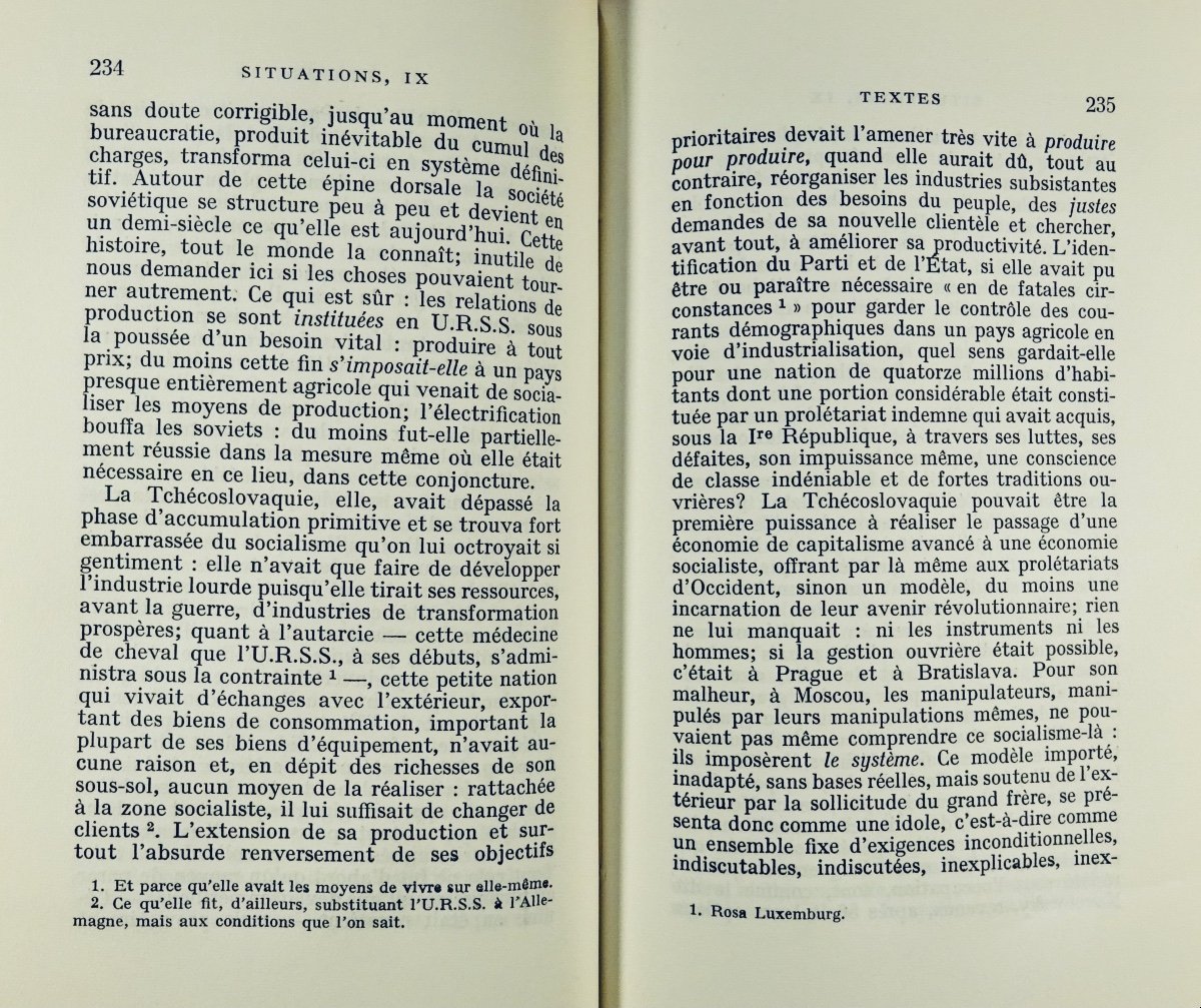 SARTRE (Jean-Paul) - Situations, IX. Mélanges. Gallimard, 1972, édition originale.-photo-4