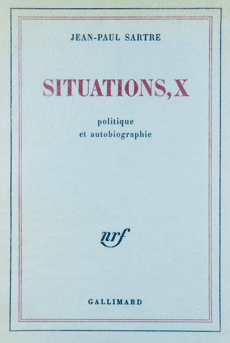 Sartre - Situations, X. Politics And Autobiography. Gallimard, 1976, Original Edition.