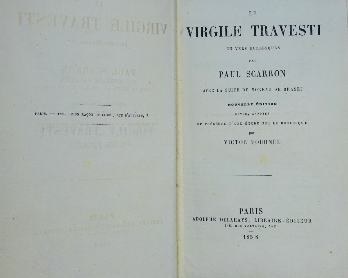 SCARRON (Paul) - Le Virgile travesti en vers burlesques. Adolphe Delahays, 1858.-photo-1