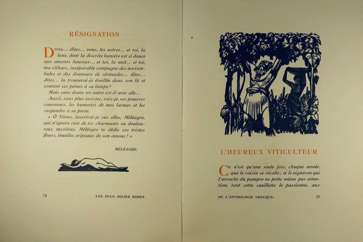 SOULAGES - Les Plus jolies roses de l'anthologie grecque. Pichon, 1921. Illustré par CARLÈGLE.-photo-7