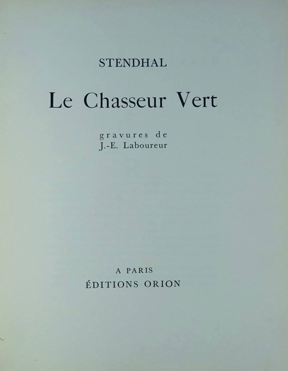 Stendhal - The Green Hunter. éditions Orion, 1929, Illustrated By Je Laboureur.-photo-4