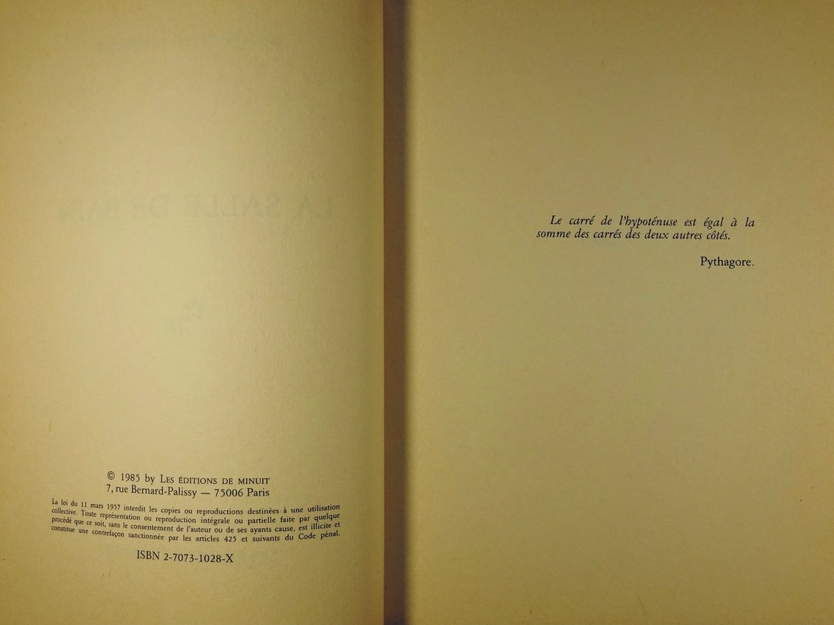 Toussaint (jean-philippe) - The Bathroom. Editions De Minuit, 1985, First Edition.-photo-4