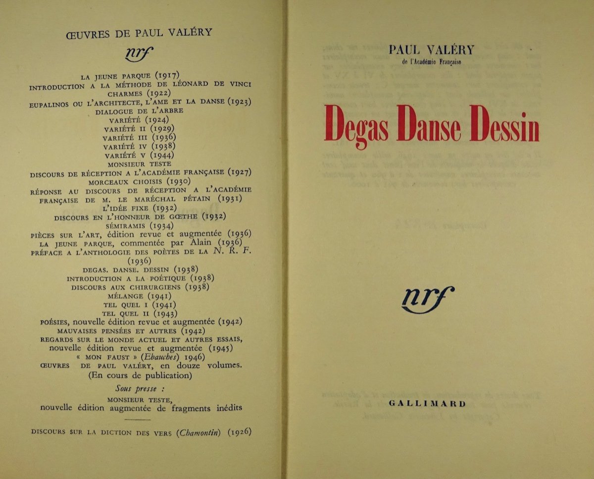 Valéry (paul) - Degas Dance Drawing. Gallimard, 1946, Cardboard Paul Bonet.-photo-4