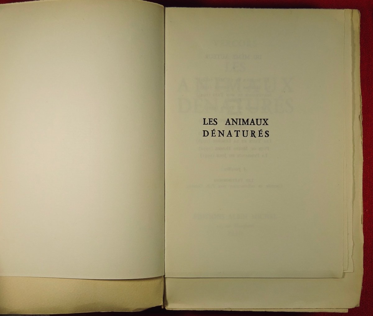 Vercors - Denatured Animals. Novel. Albin Michel, 1952, First Edition.-photo-2