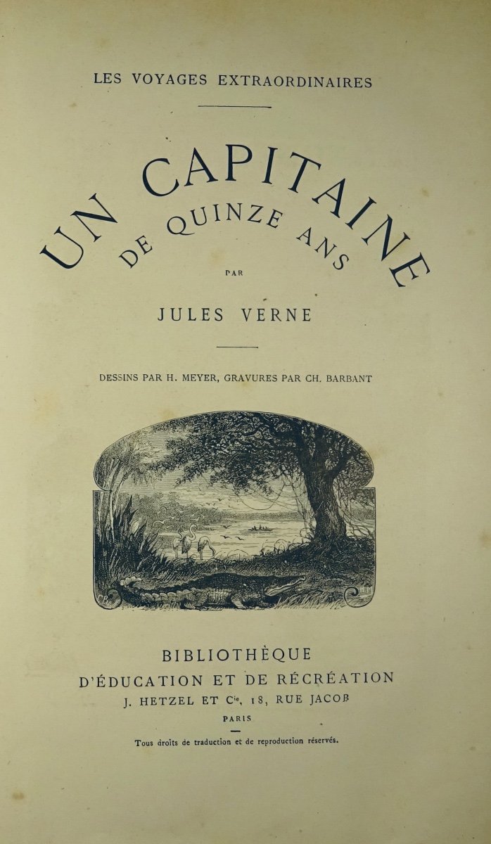 VERNE (Jules) - Un Capitaine de quinze ans. Hetzel, vers 1878, cartonnage à 2 éléphants.-photo-3