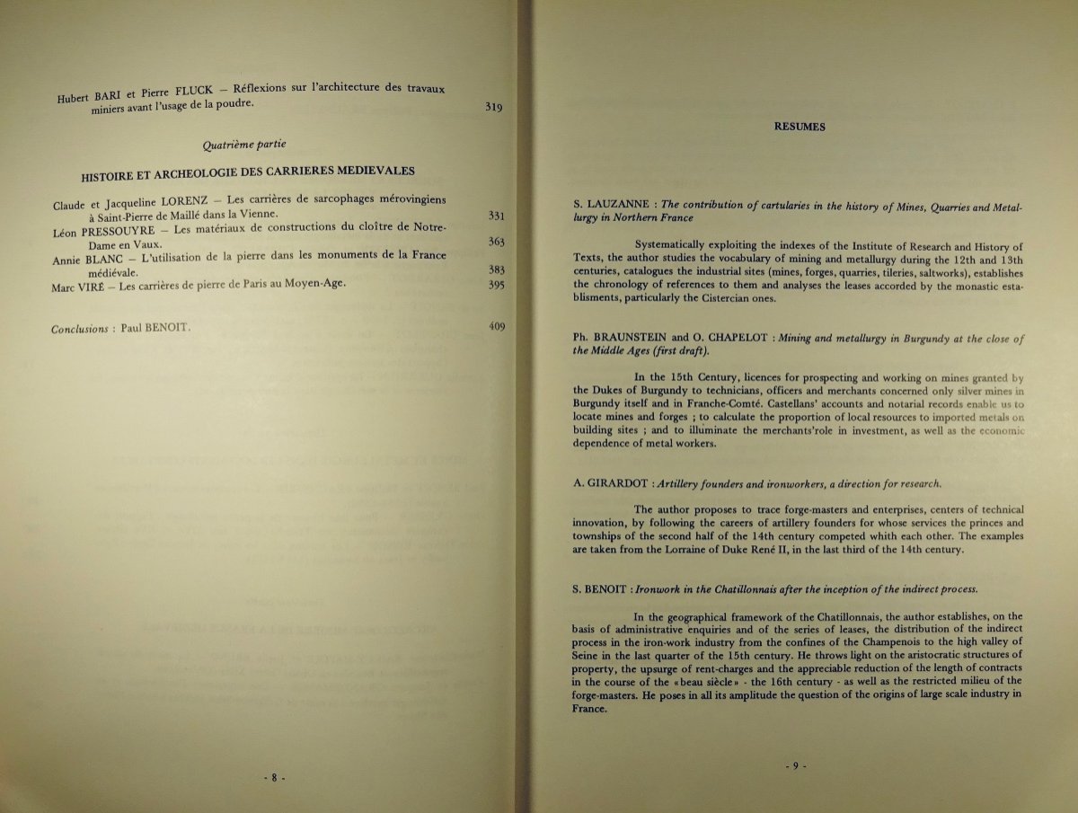 BENOIT et BRAUNSTEIN- Mines et carrières et métallurgie dans la France Médiévale. CNRS, 1983.-photo-1