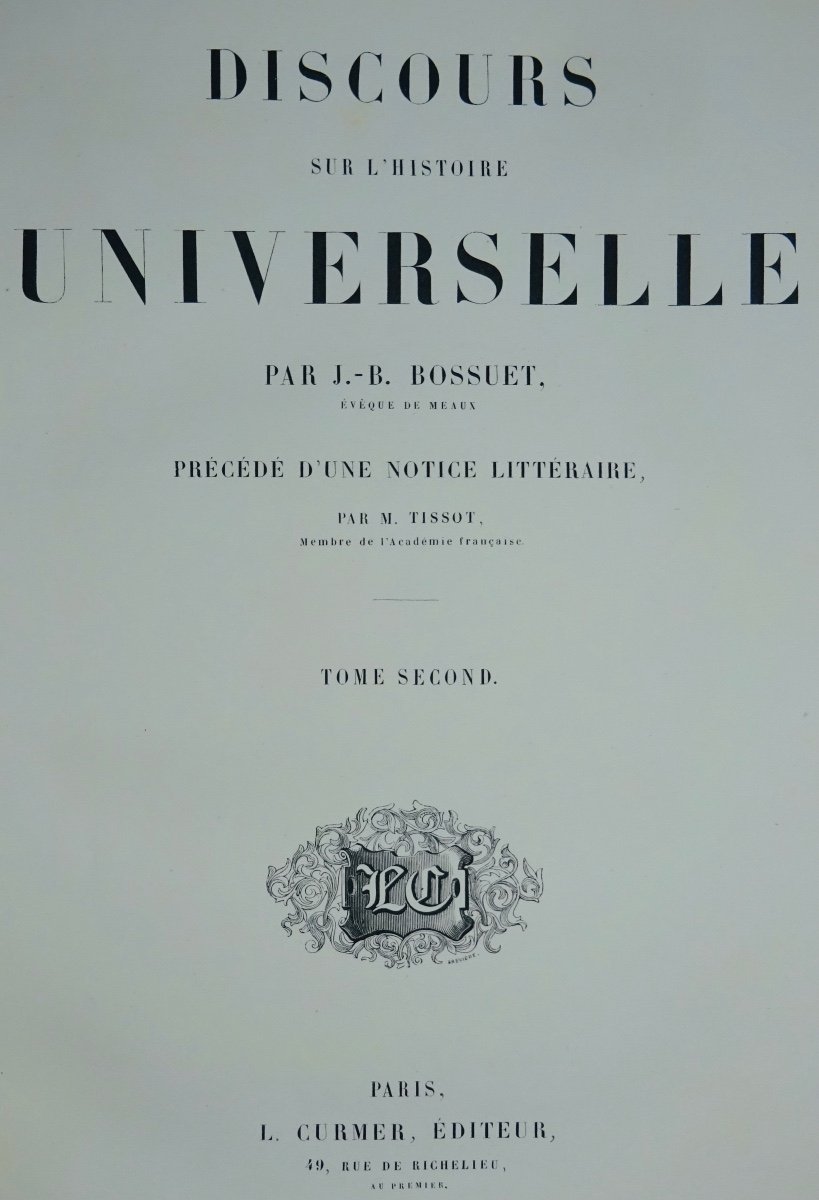 BOSSUET - Discours sur l'histoire universelle. Paris, Chez Curmer, 1825.-photo-3