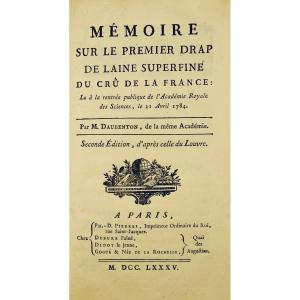 Daubenton - Memoir On The First Superfine Woolen Cloth Of The Vintage Of France. 1785.