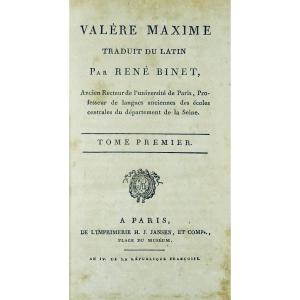 MAXIME (Valère) - Valère Maxime. De l'imprimerie H.J. Jansen et Cie, an IV (1796).