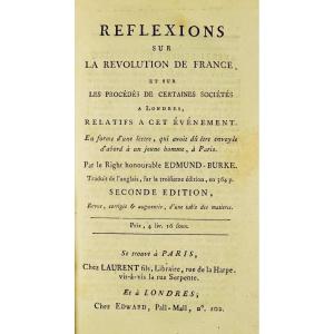 BURKE (Edmund) - Réflexions sur la révolution de France, 1790, reliure d'époque.