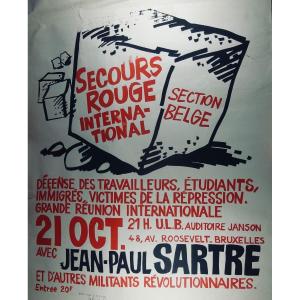 Sartre (jean-paul) - Poster: Secours Rouge International. Belgian Section. 1971.