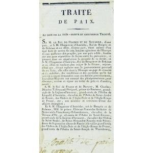 Traité de paix. Au nom de la très-sainte et indivisible trinité. Nancy, Chez Guivard, 1814.