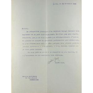 GIDE - Journal des faux-monnayeurs. Gallimard, 1927 ; 2 lettres polycopiées signées Gide.
