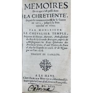 Temple (william) - Memoirs Of What Happened In Christendom. Published By Moetjens, 1692.