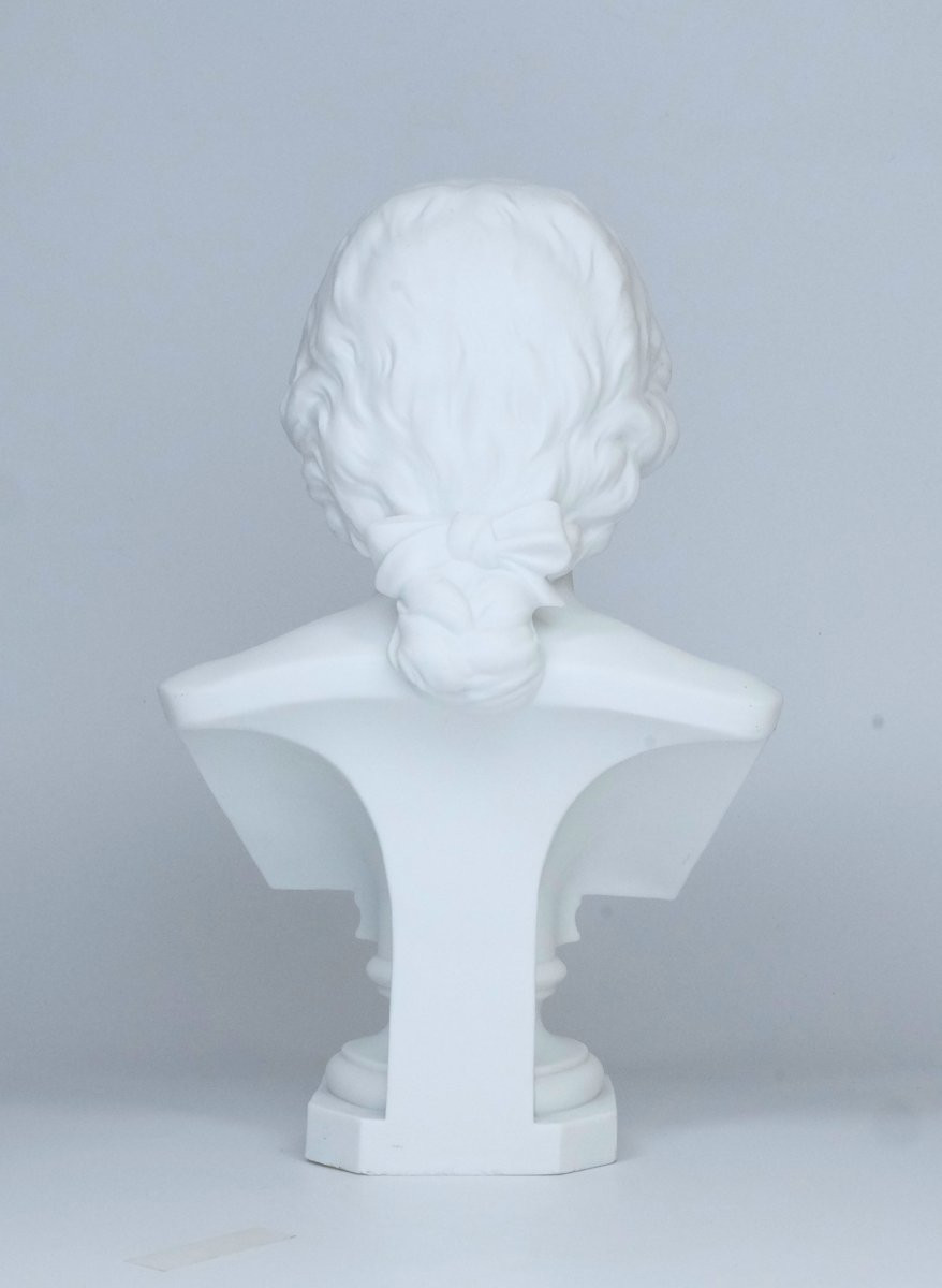 Biscuit Porcelain Bust Of Mozart 31 Cm-photo-2