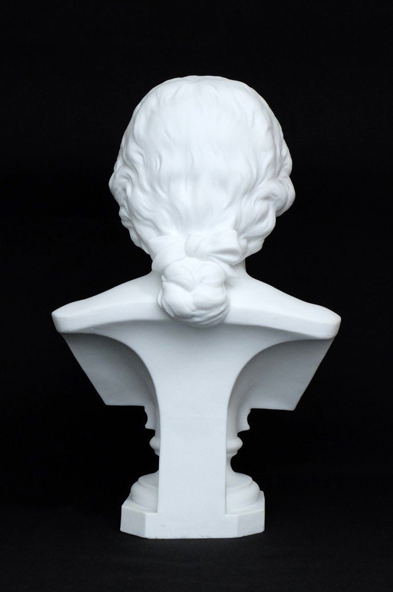 Biscuit Porcelain Bust Of Mozart 31 Cm-photo-2