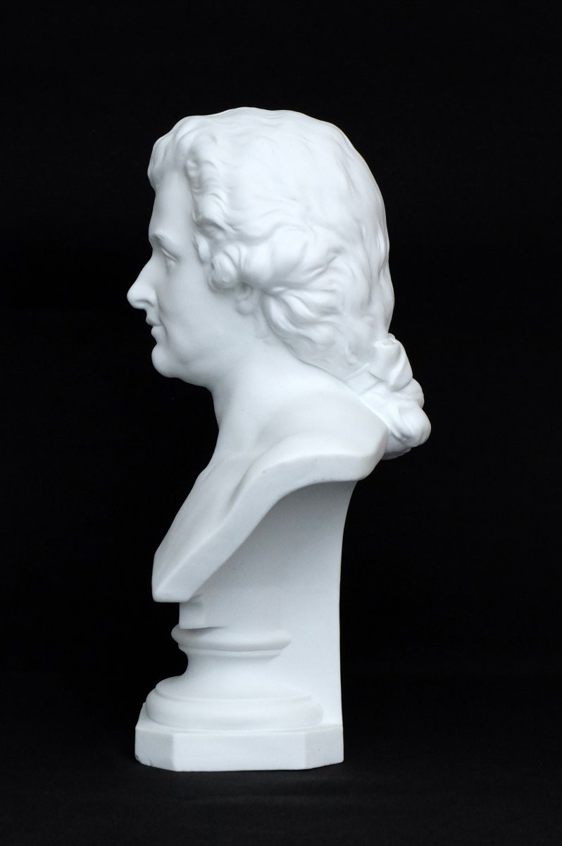Biscuit Porcelain Bust Of Mozart 31 Cm-photo-3