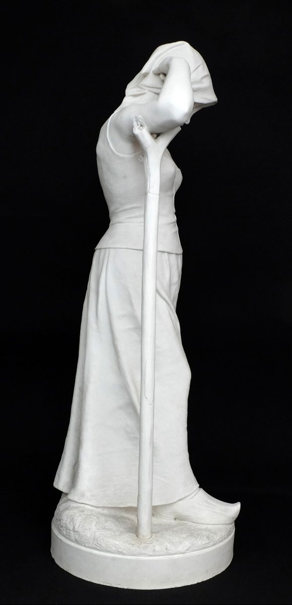Manufacture De Sèvres, After Alfred Boucher, La Faneuse (the Haymaker), Biscuit, 65 Cm, 1913-photo-4