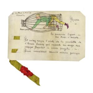 Menu de mariage manuscrit enluminé d'après Jacques Touchet - 1944