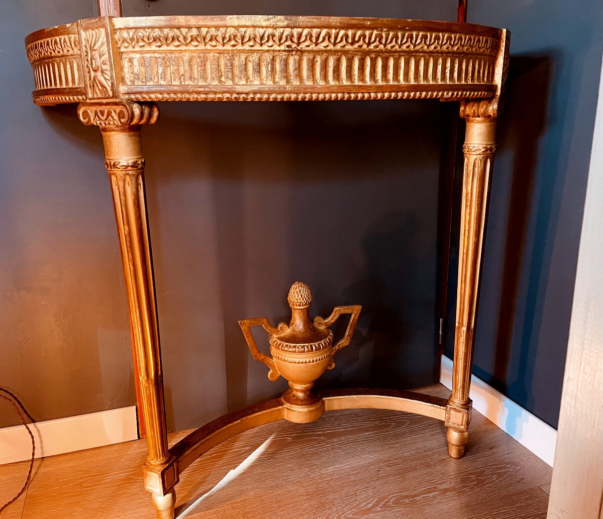 Console d'Epoque Louis XVI en bois doré 18ème Siècle-photo-2