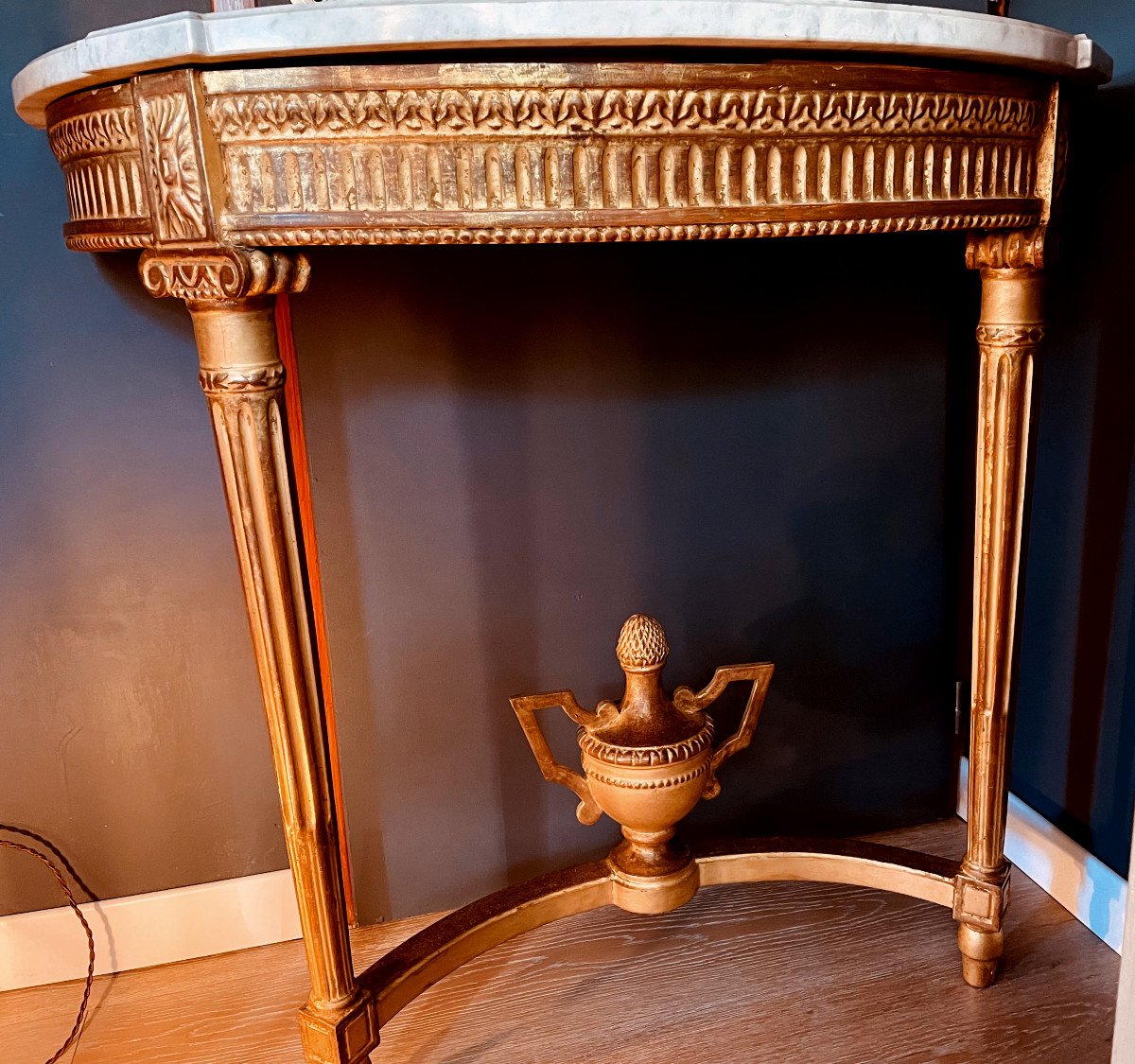 Console d'Epoque Louis XVI en bois doré 18ème Siècle