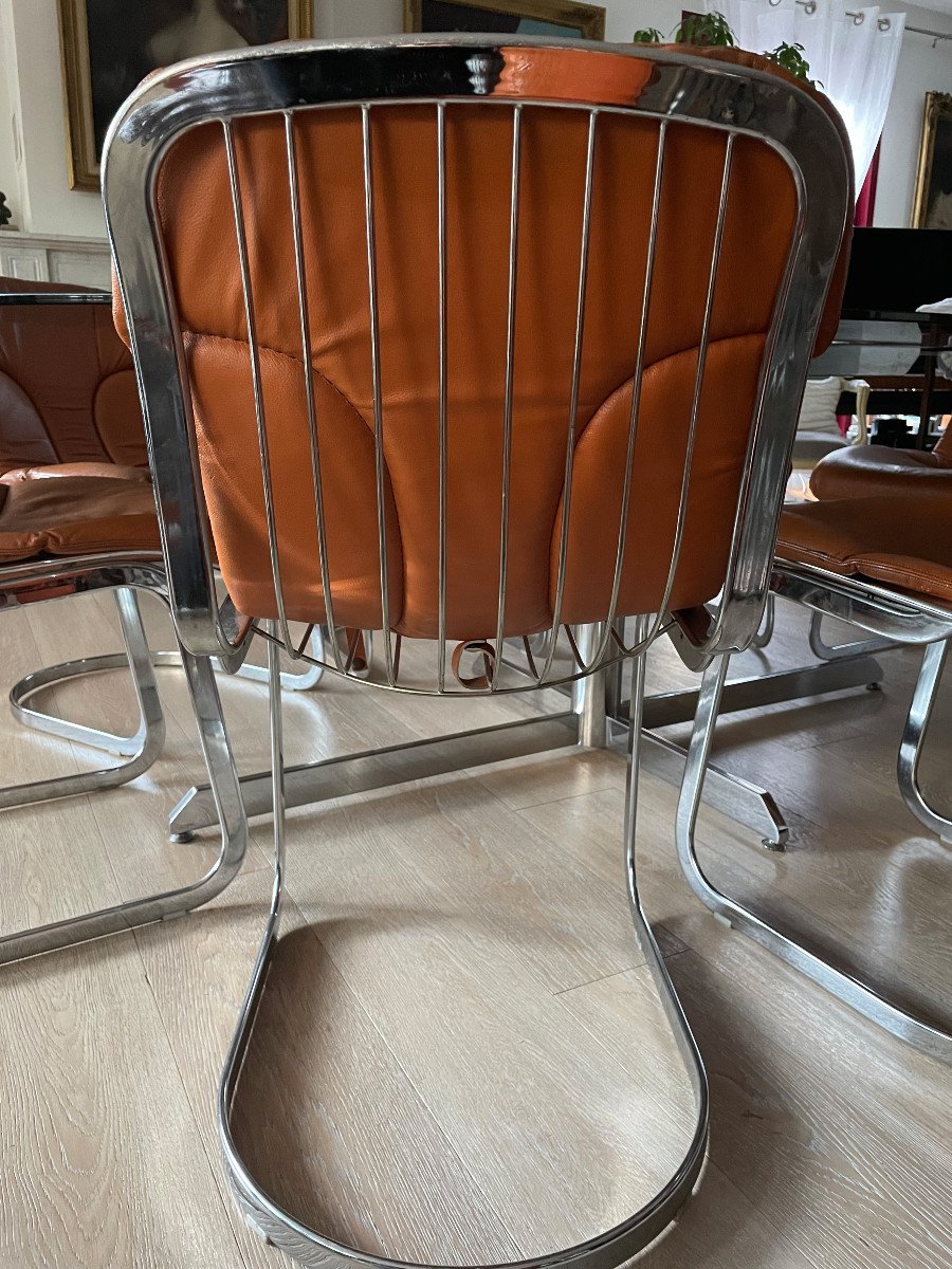 8 Willy Rizzo Chairs Circa 1970-photo-4