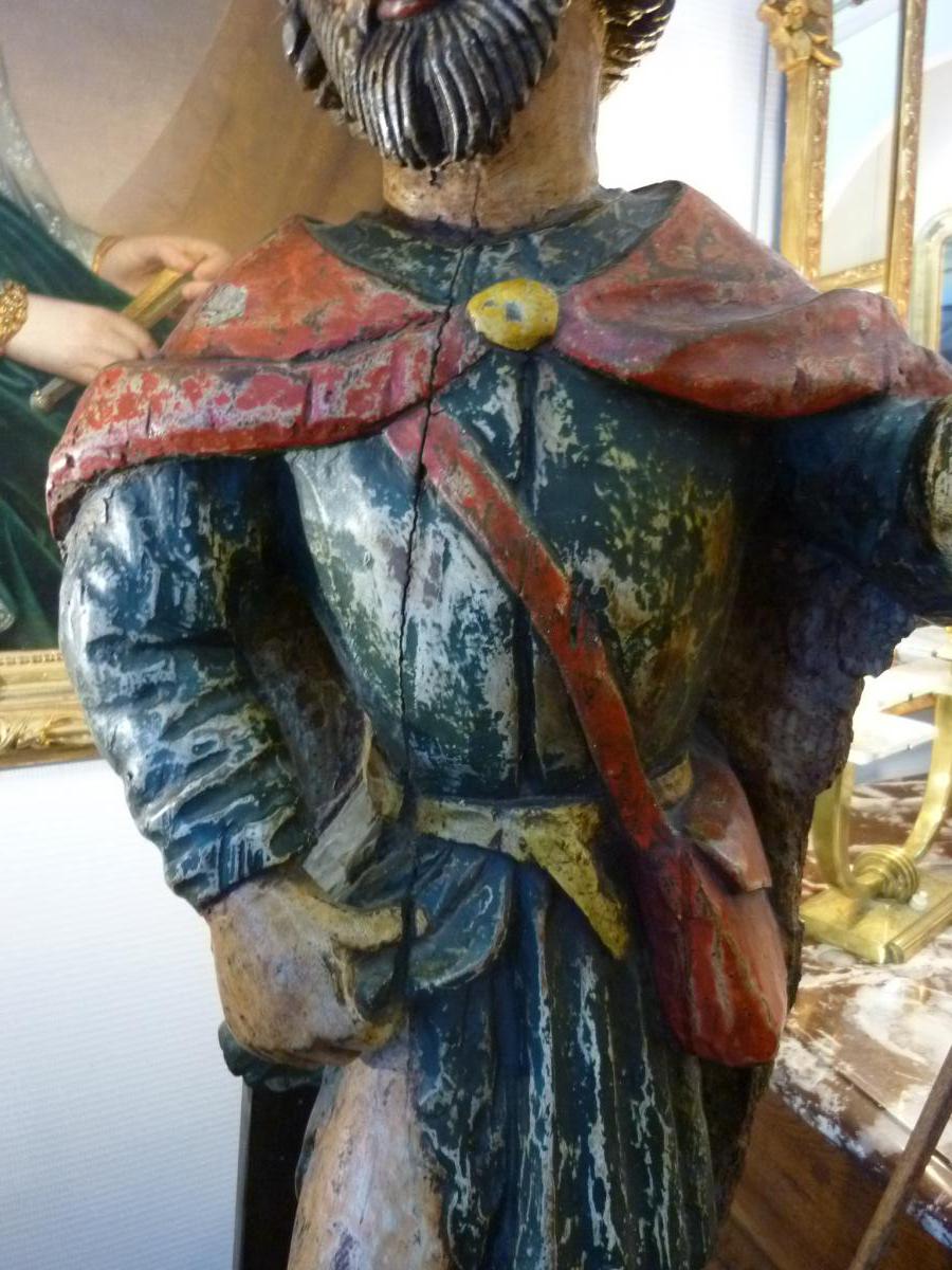 Statue Polychrome De Saint Roch Fin 17ème Siecle-photo-4