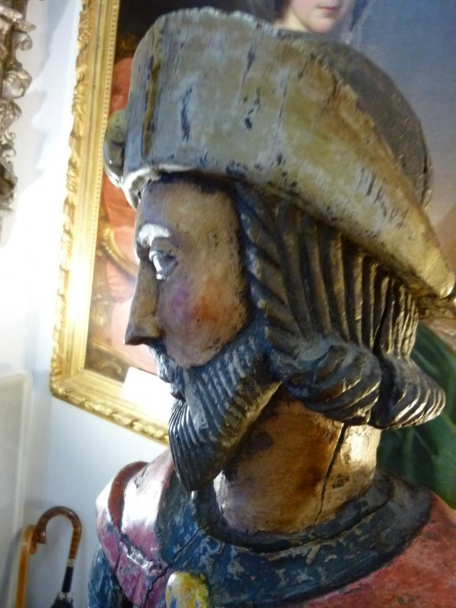 Statue Polychrome De Saint Roch Fin 17ème Siecle-photo-2