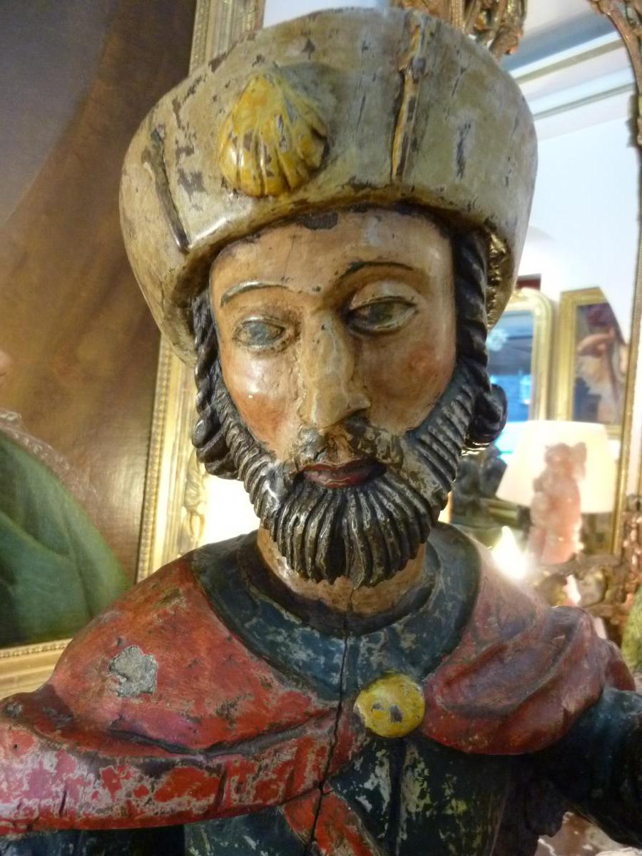 Statue Polychrome De Saint Roch Fin 17ème Siecle-photo-5