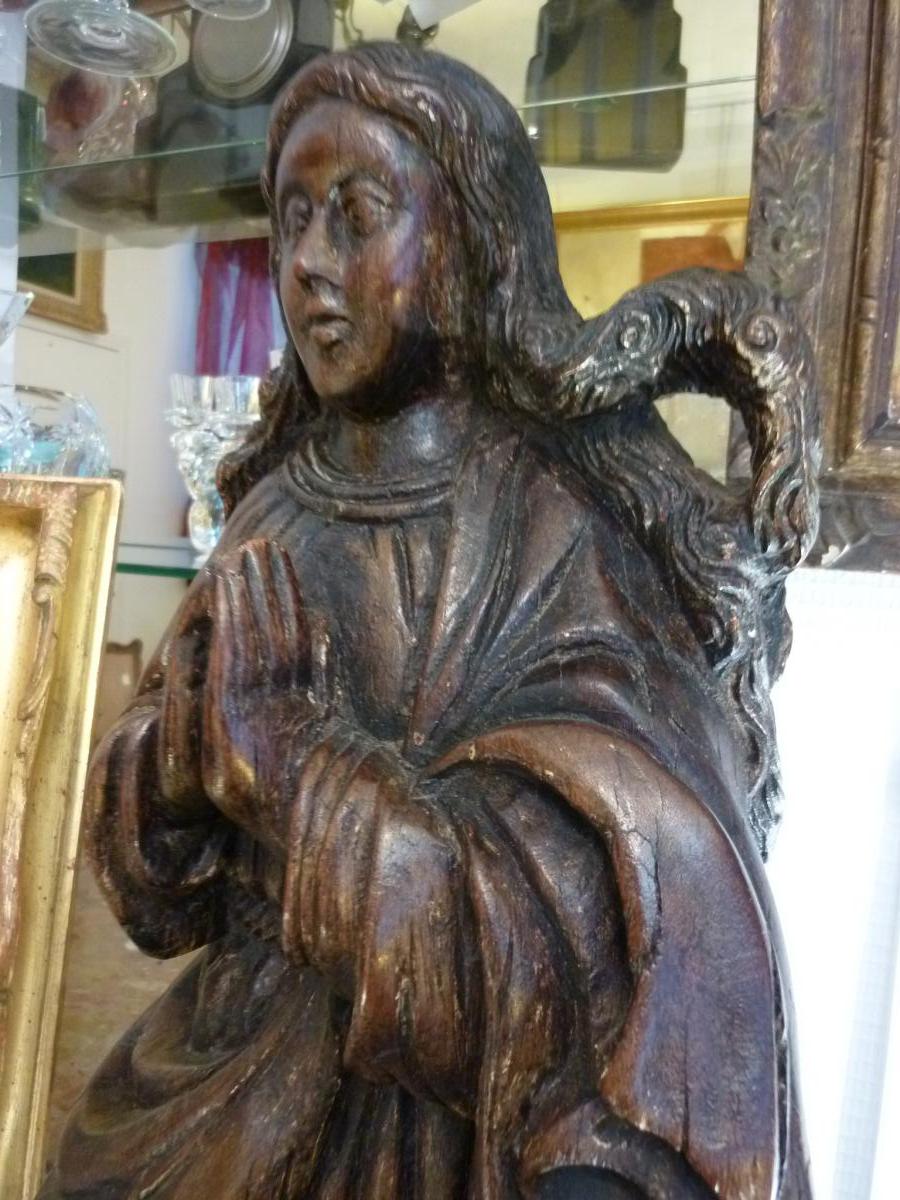 Statue Vierge En Bois Sculpté  XVIIIème Siècle -photo-2