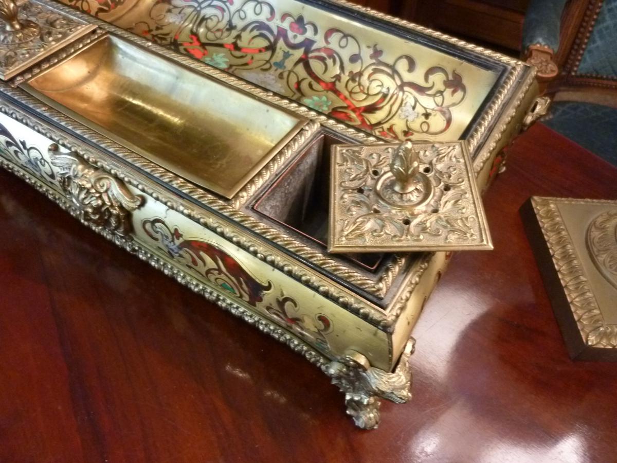 Encrier Epoque Napoléon III En Marqueterie Boulle -photo-2