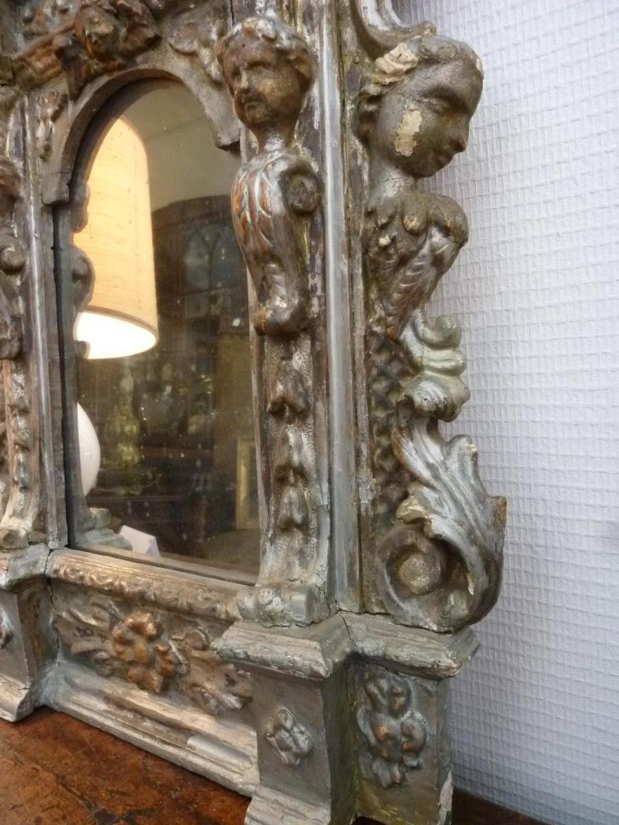 Baroque Italian Openwork Pediment Mirror Antique Eighteenth Century-photo-3