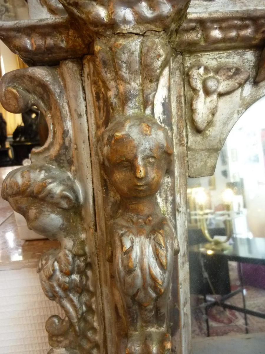 Baroque Italian Openwork Pediment Mirror Antique Eighteenth Century-photo-6