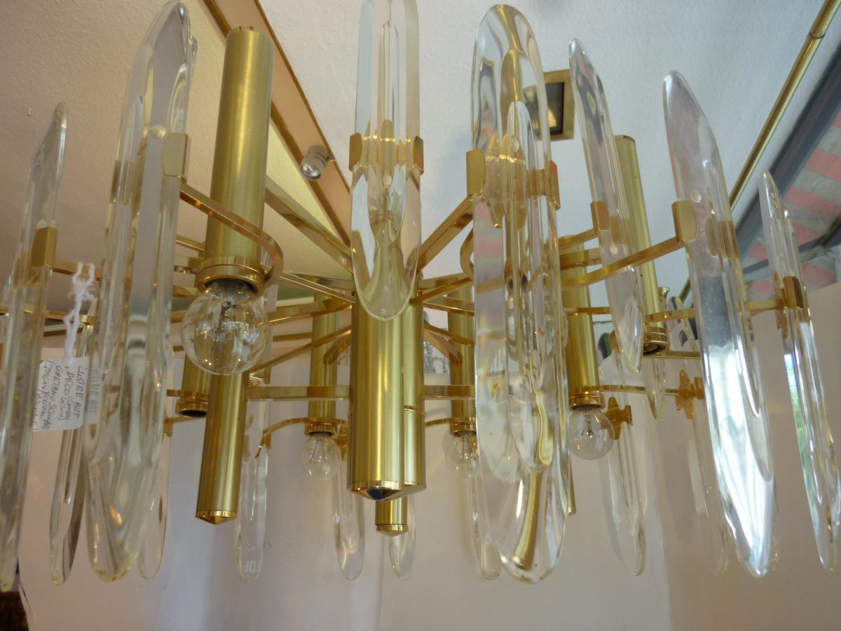 Gaetano Sciolari, Chandelier Brass And Crystal, 1969-photo-2