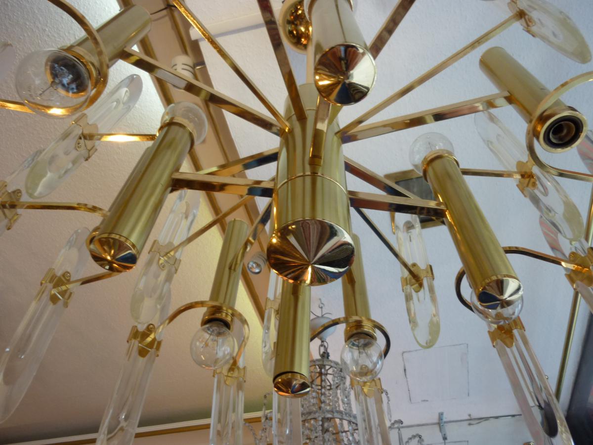 Gaetano Sciolari, Chandelier Brass And Crystal, 1969-photo-2