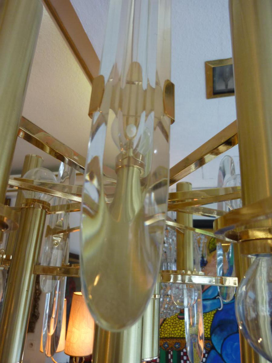 Gaetano Sciolari, Chandelier Brass And Crystal, 1969-photo-4