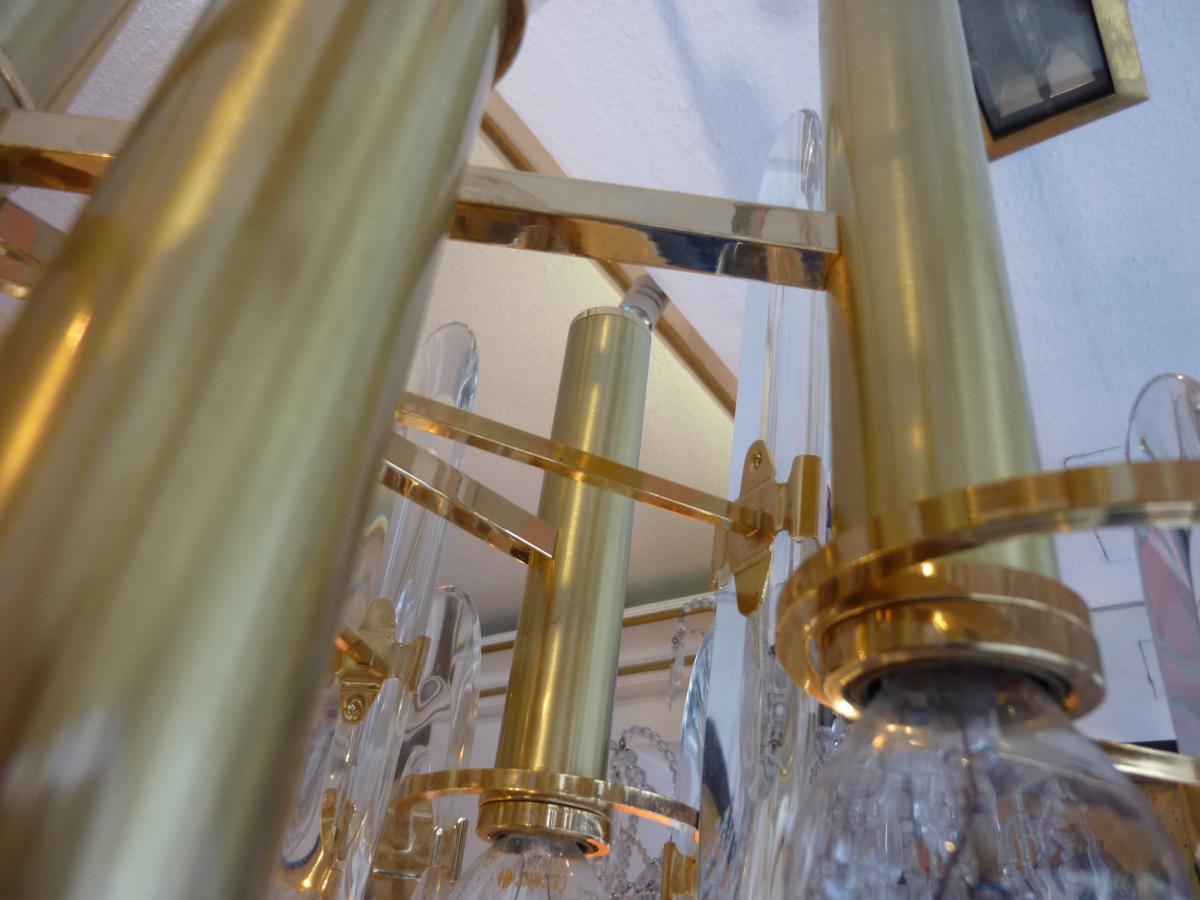 Gaetano Sciolari, Chandelier Brass And Crystal, 1969-photo-5