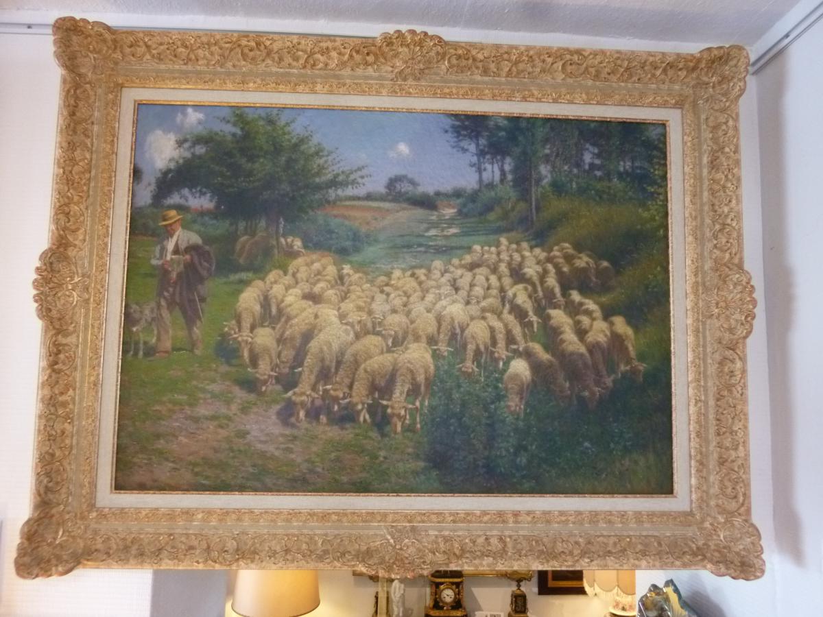 Victor Binet (1849-1924) "shepherd And His Flock"